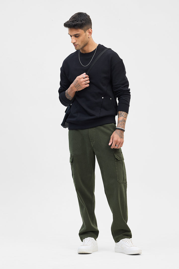 Olive Comfort Fit Cargo Jeans