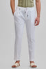 White Textured Relaxed Fit Trousers