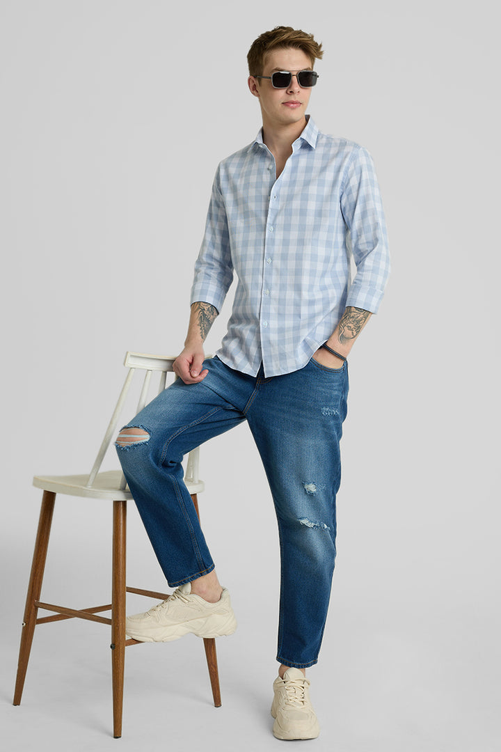 Blue Gingham Slim Fit Shirt