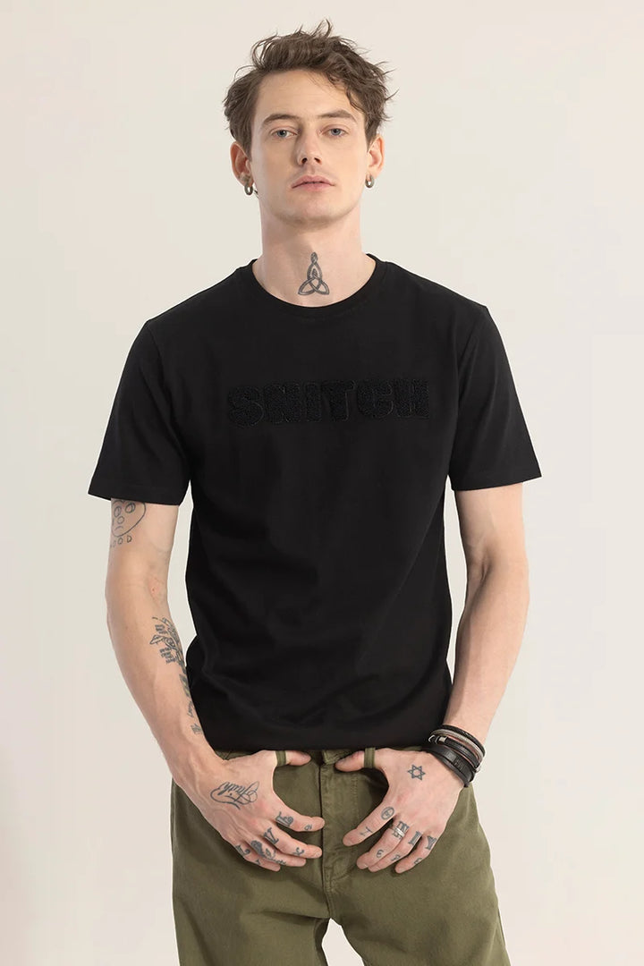 Stylusion Black Printed T-Shirt