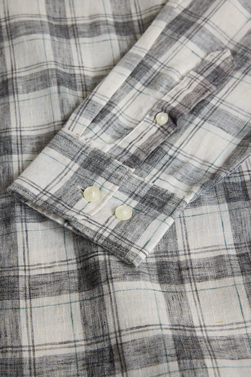 Cream Checks Linen Blend Shirt