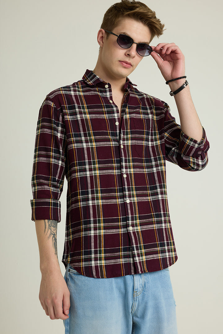 Maroon Checks Linen Shirt