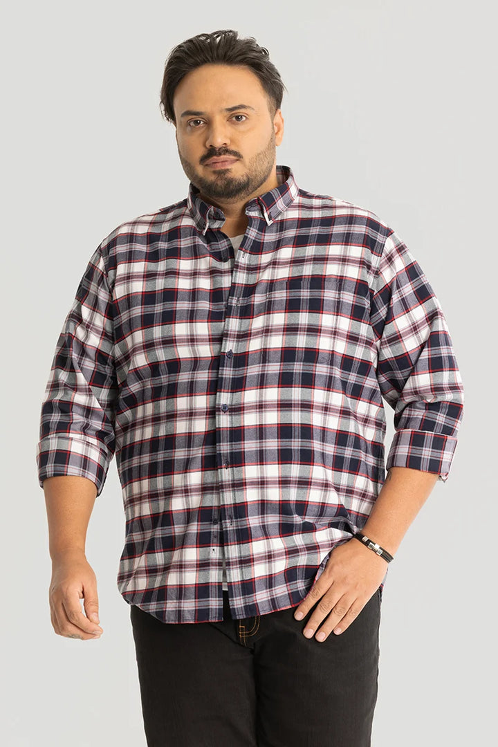 Ciro Navy Checks Plus Size Shirt