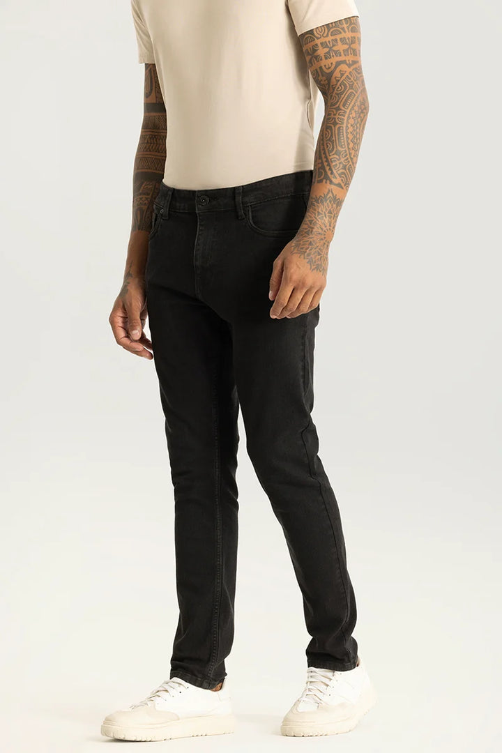 Nexus Black Plain Slim Fit Jeans