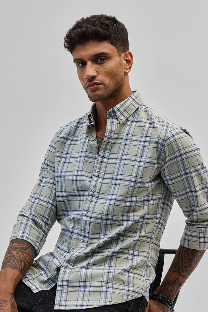 Light Grey Checks Slim Fit Shirt