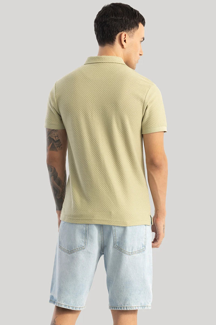 Gael Light Green Textured Polo T-Shirt