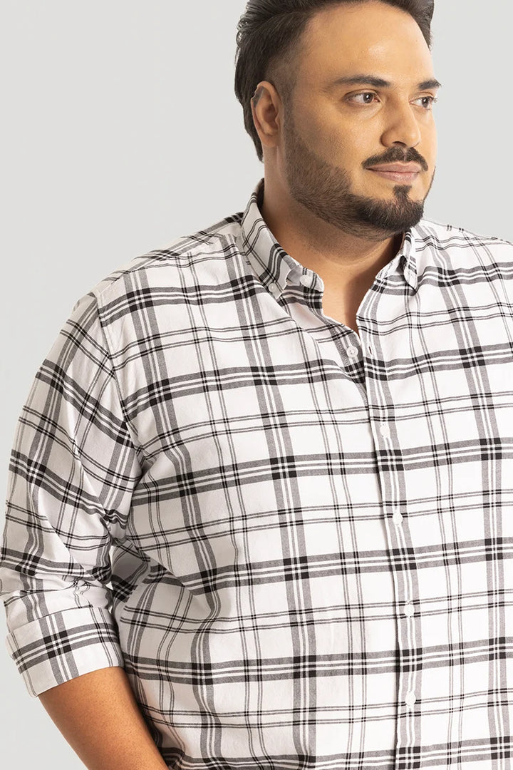 White Oxford Checks Plus Size Shirt