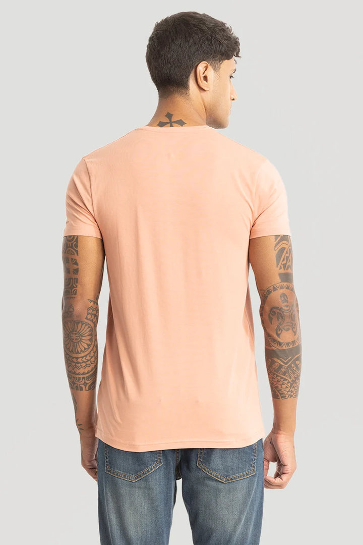 Peach Plain Slim Fit T-Shirt