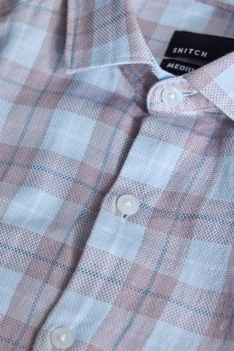 Light Blue Checks Slim Fit Shirt