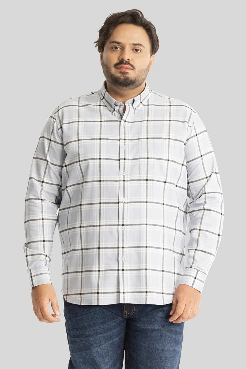 Riccardo Light Blue Checks Plus Size Shirt