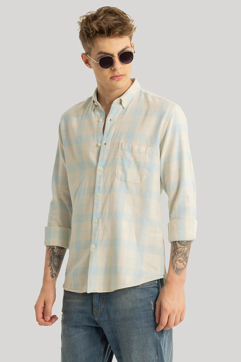 Axis Light Blue Checks Linen Shirt