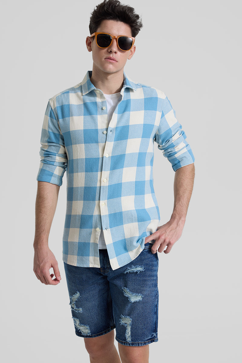 Blue Slim Fit Checks Shirt