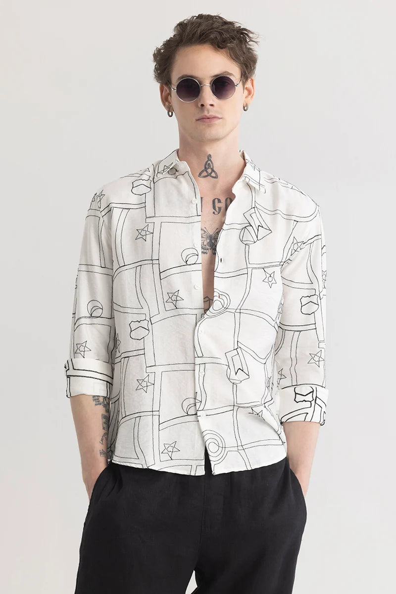 Celestitch White Embroidered Shirt