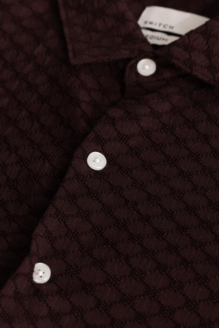 Dark Brown Textured Stretch Shirt