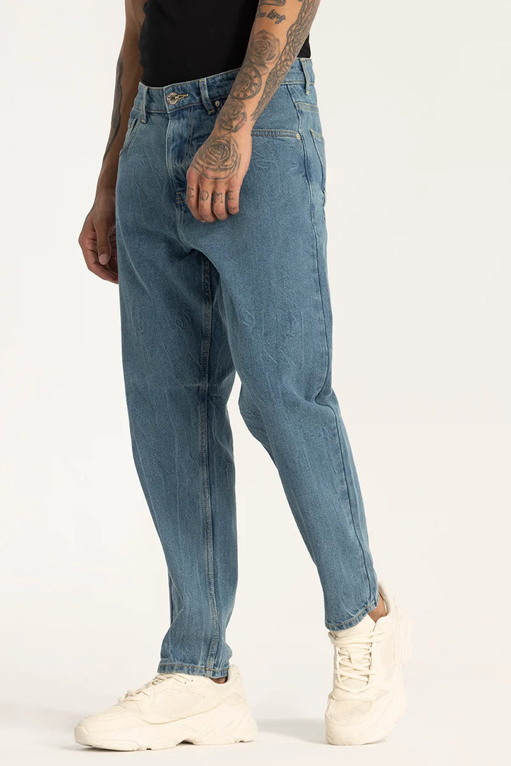 Denim Blue Plain Baggy Fit Jeans