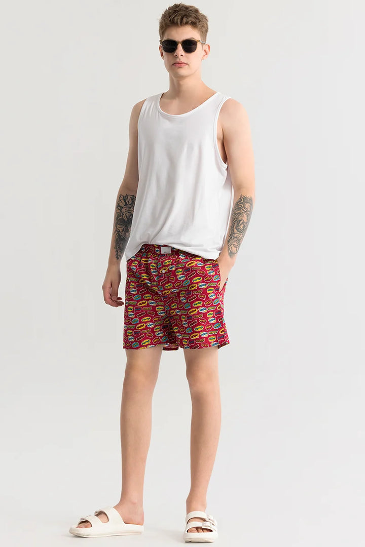 Gry Doodle Red Printed Boxer