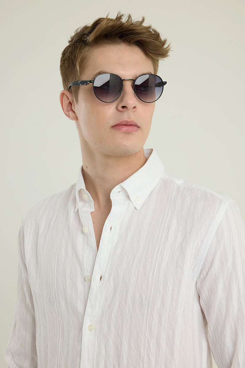 White Textured Slim Fit Shirt