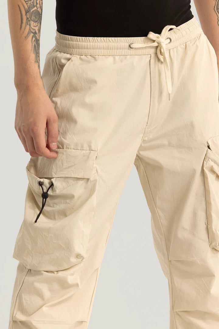 Pockethive Beige Parachute Pants