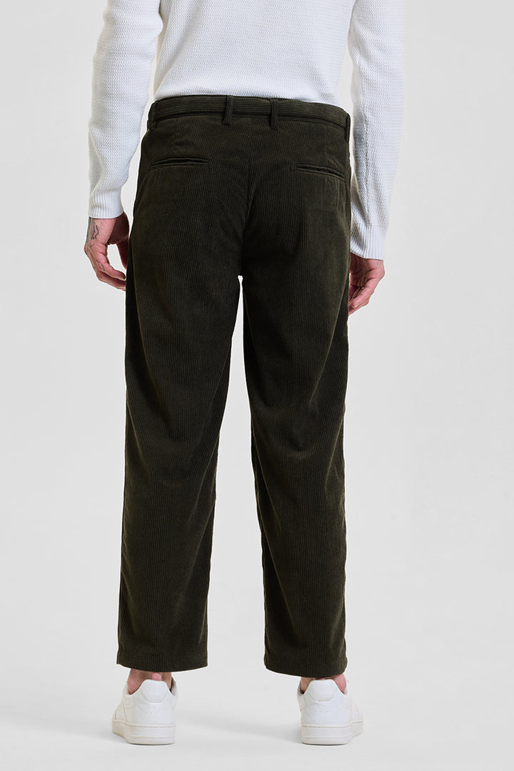 Olive Corduroy Relaxed Fit Trousers