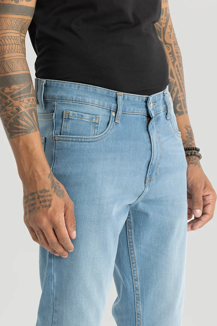 Slick Sky Blue Plain Slim Fit Jeans