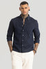 Navy Linen Blend Shirt