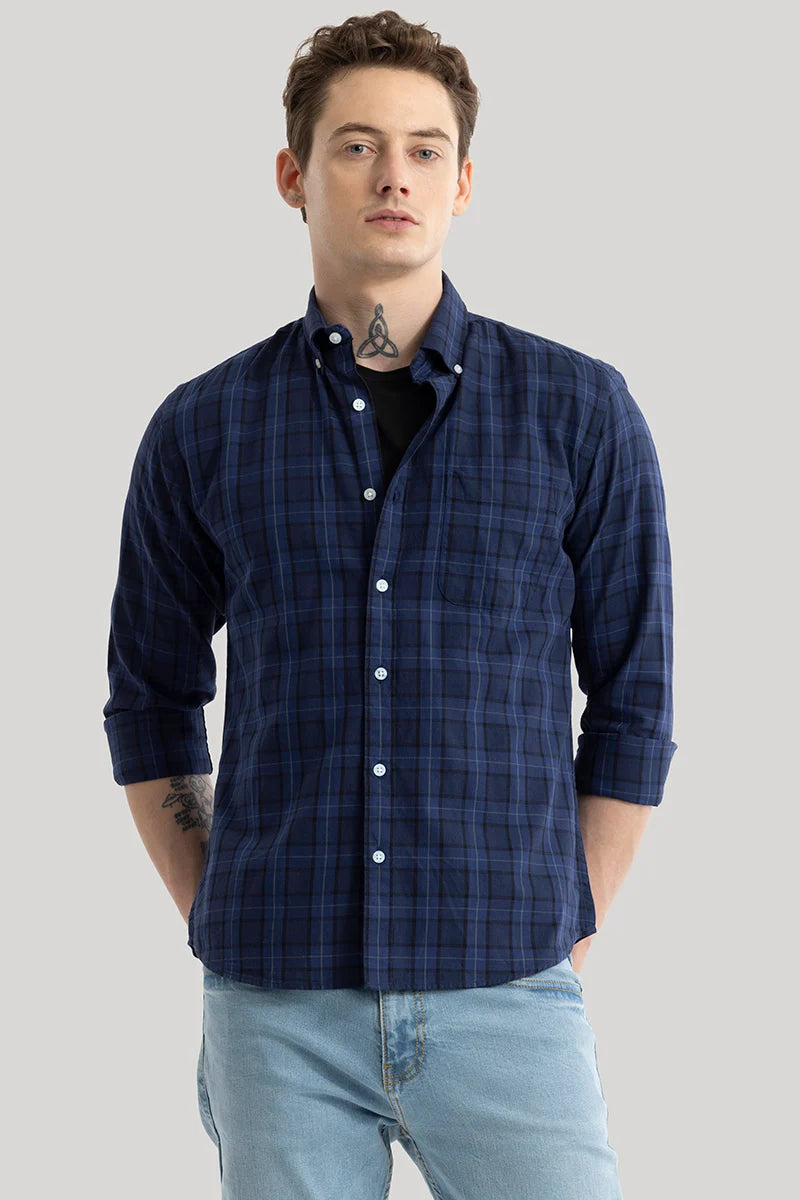 Enzo Blue Checks Shirt