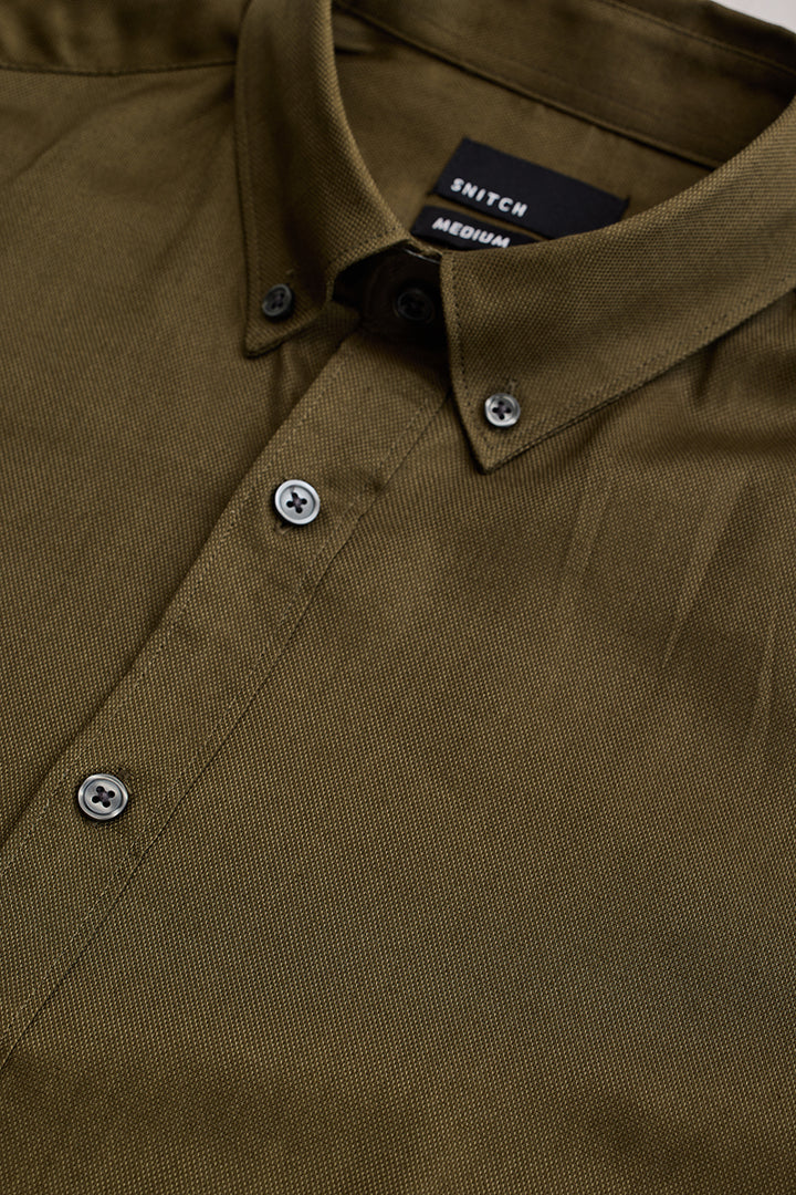 Olive Solid Twill Shirt