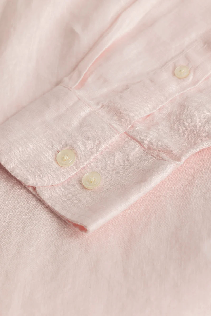 Elementary Light Pink Plain Pure Linen Shirt