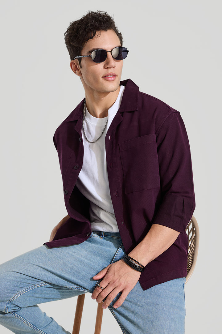 Burgundy Relaxed Fit Overshirt