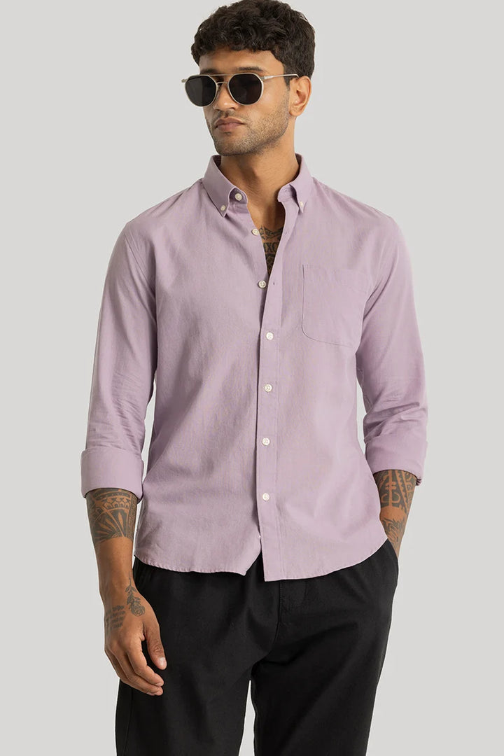 Henri Lavender Plain Linen Blend Shirt