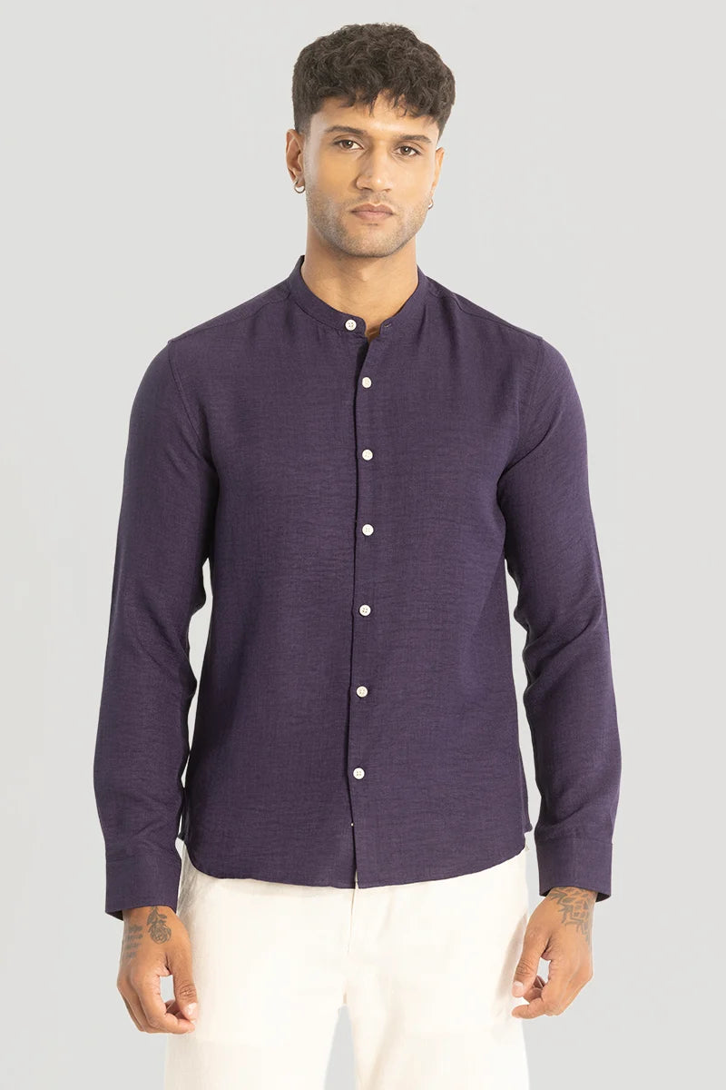 Purple Plain Mandarin Shirt