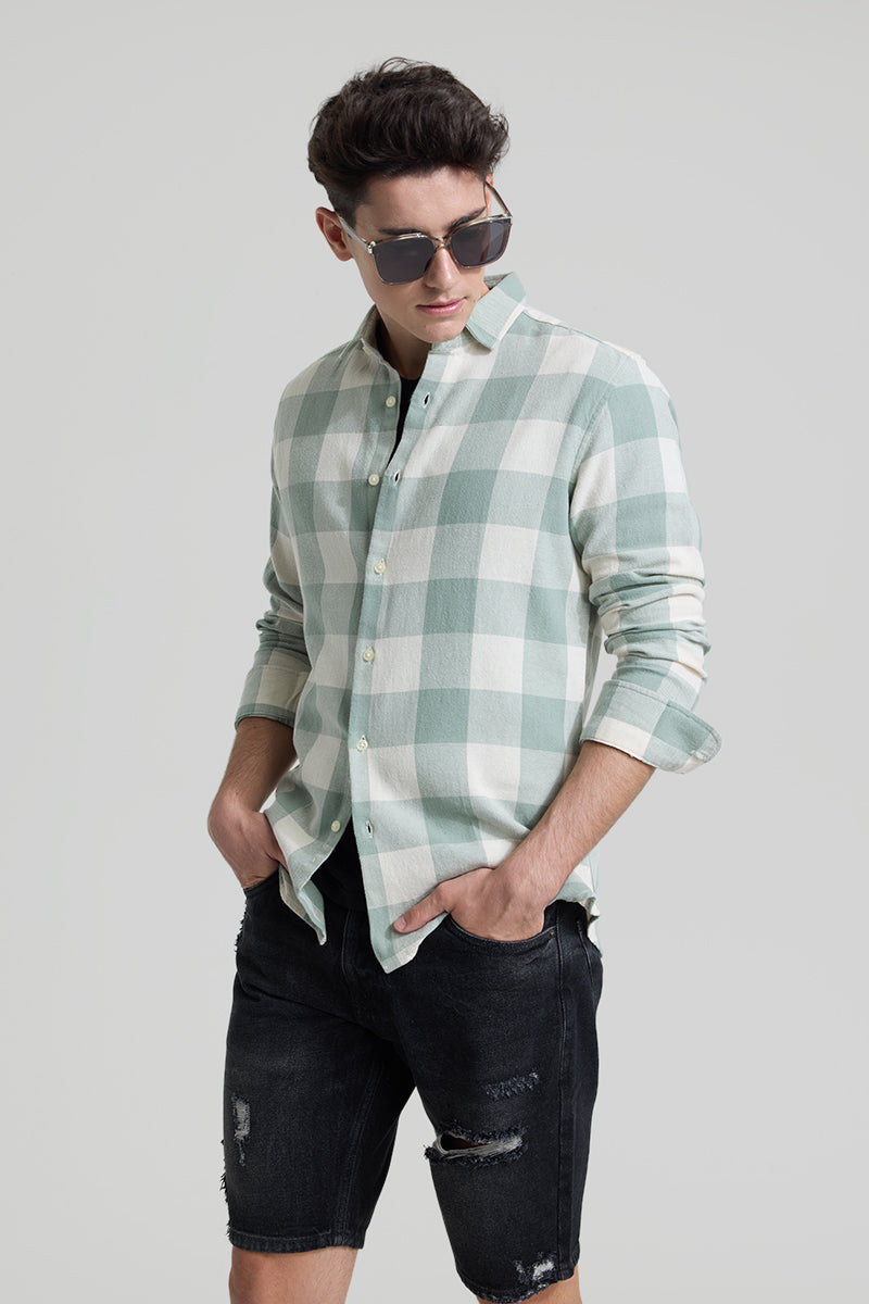 Sage Slim Fit Checks Shirt