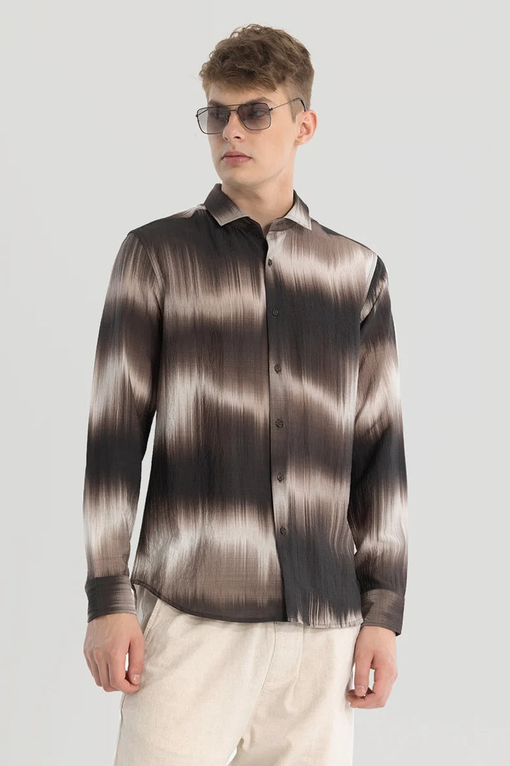 Dark Brown Textured Abstract Shirt