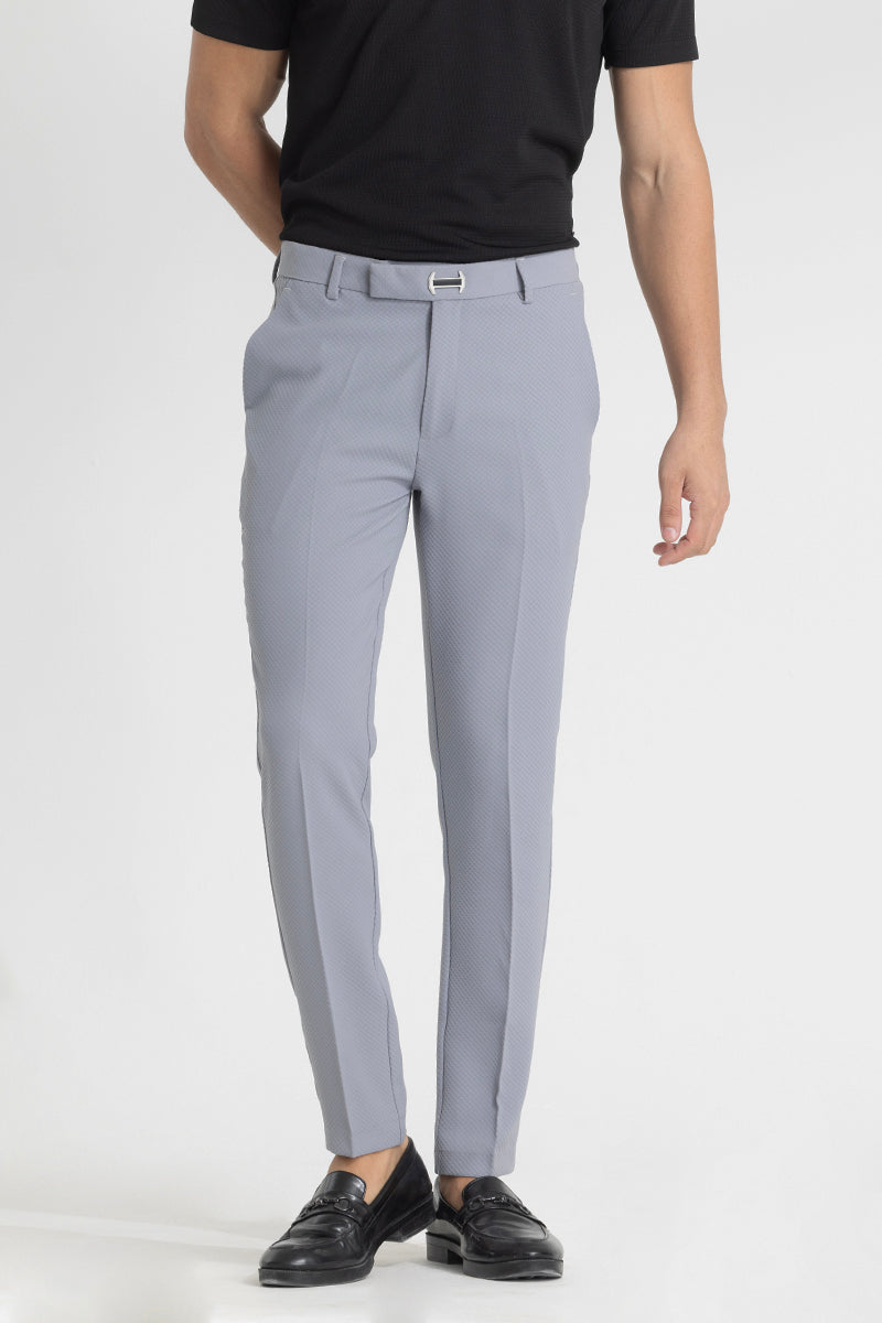 Light Grey Checks Slim Fit Trousers