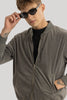 SleekSuede Grey Plain Bomber Jacket