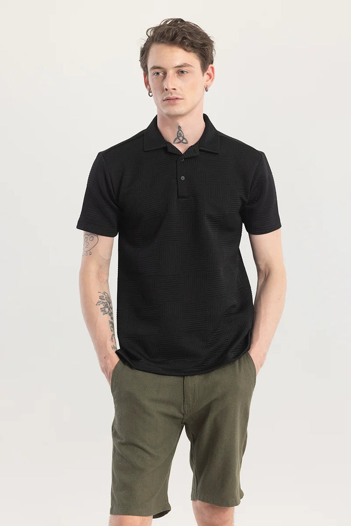 Quadrateeque Black Polo T-Shirt