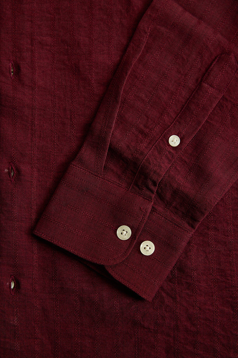 Maroon Self Stripe Shirt