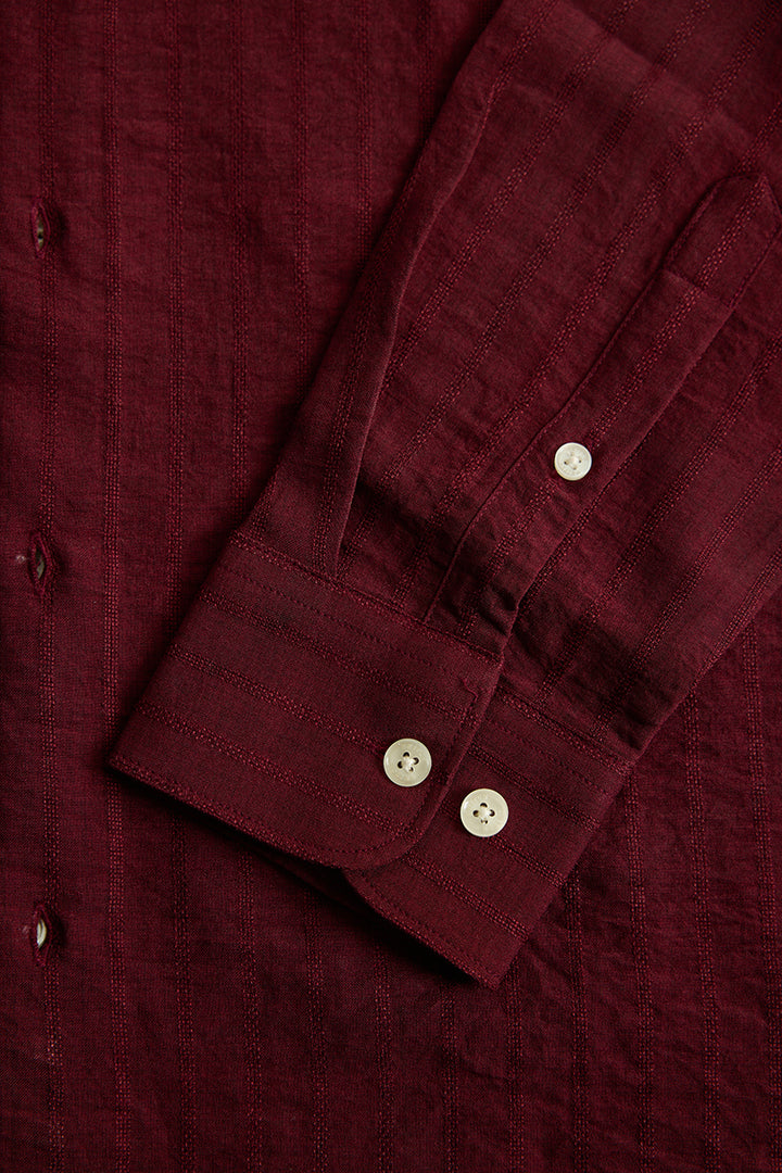 Maroon Self Stripe Shirt