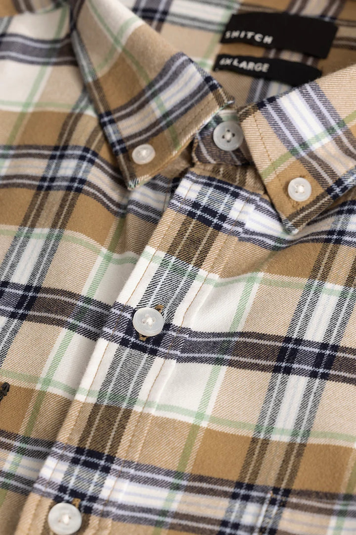 Ciro Beige Checks Plus Size Shirt