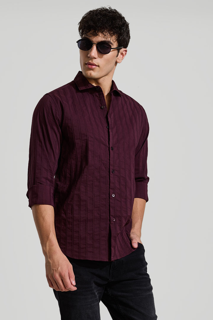 Burgundy Self Striped Shirt