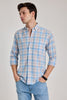 Light Blue Checks Linen Blend Shirt