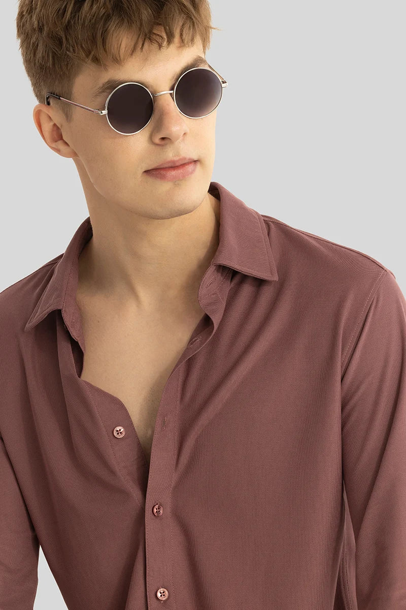 Carmine Mauve Knitted Shirt