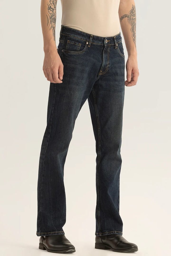 Cedric Navy Plain Bootcut Fit Jeans