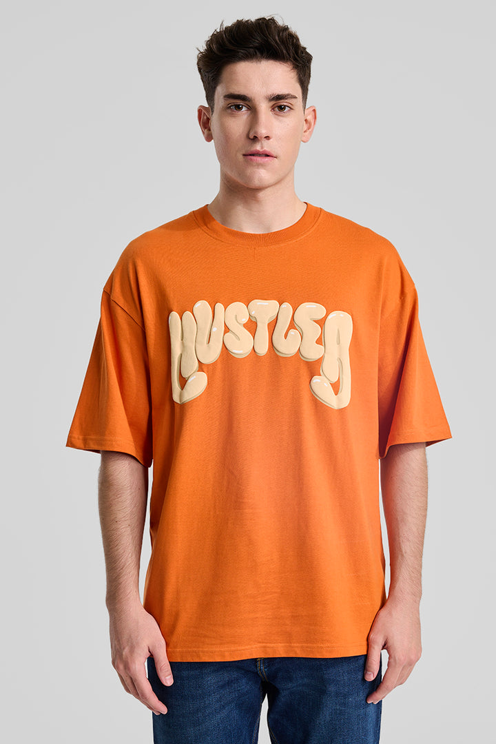 Hustler Orange Oversized Fit T-Shirt