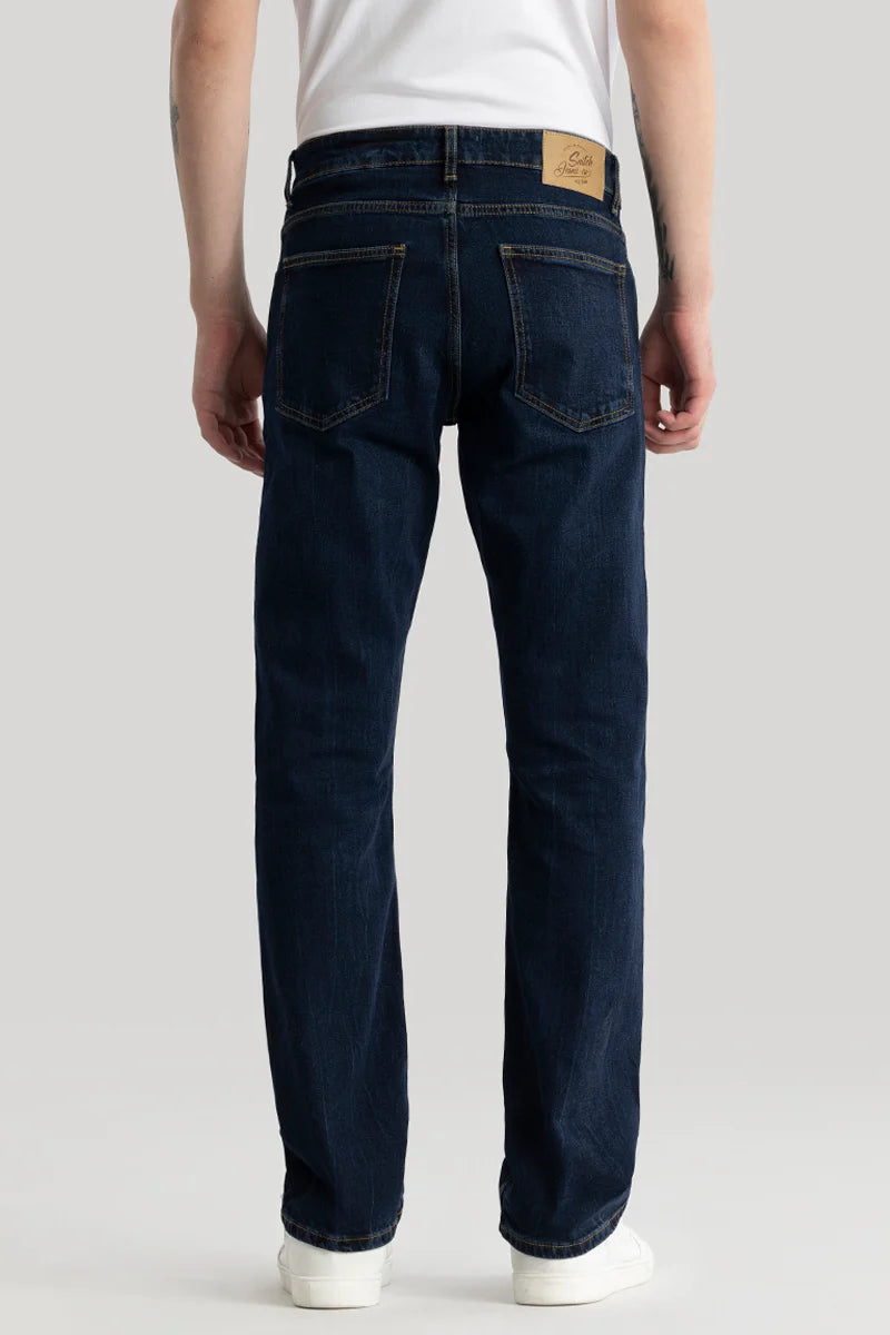 Olivier Navy Plain Straight Fit Jeans