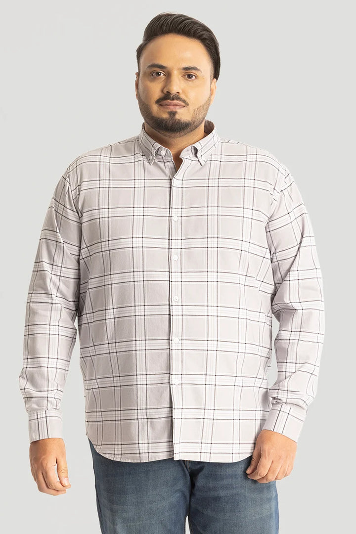 Light Grey Oxford Checks Plus Size Shirt