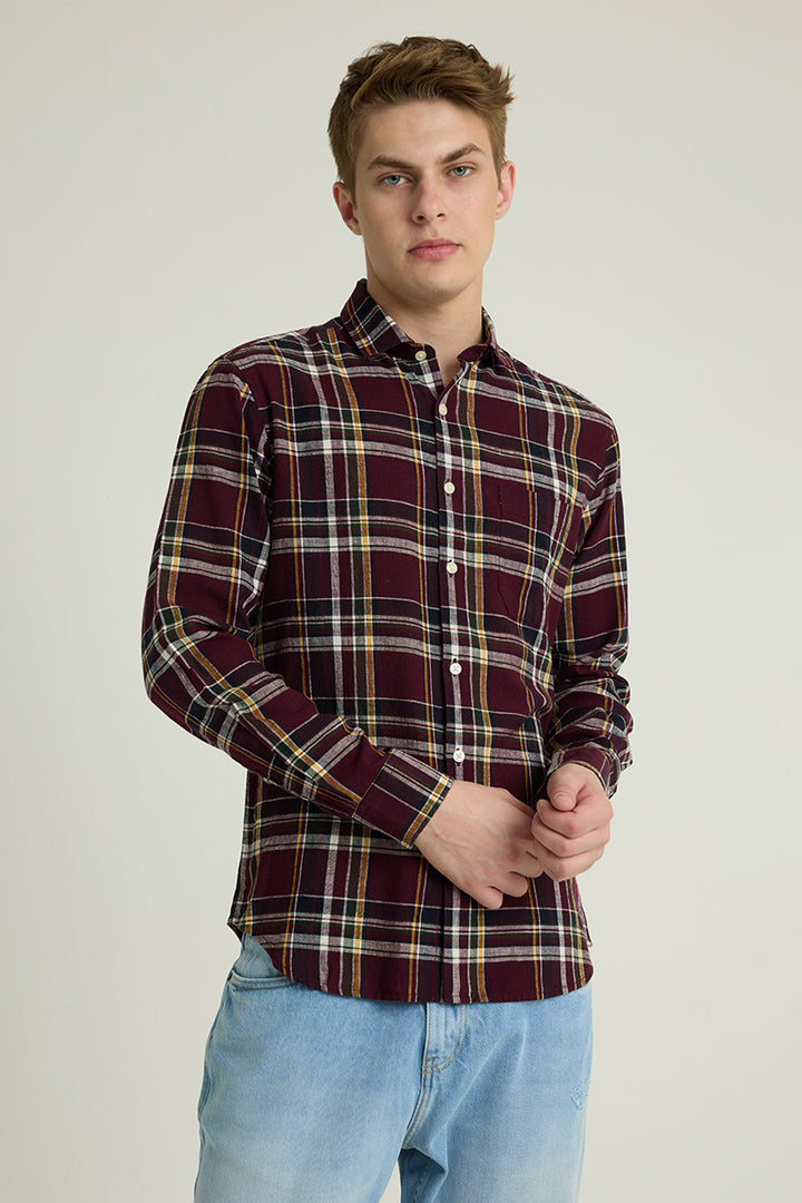 Maroon Checks Linen Shirt