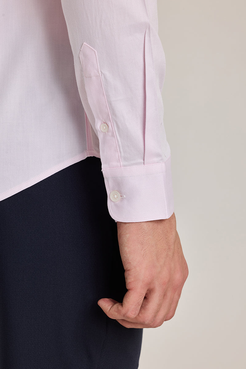 Light Pink Solid Slim Fit Shirt