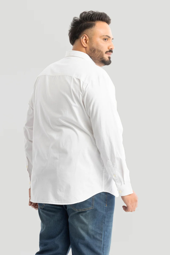 Marco Oxford White Plain Plus Size Shirt