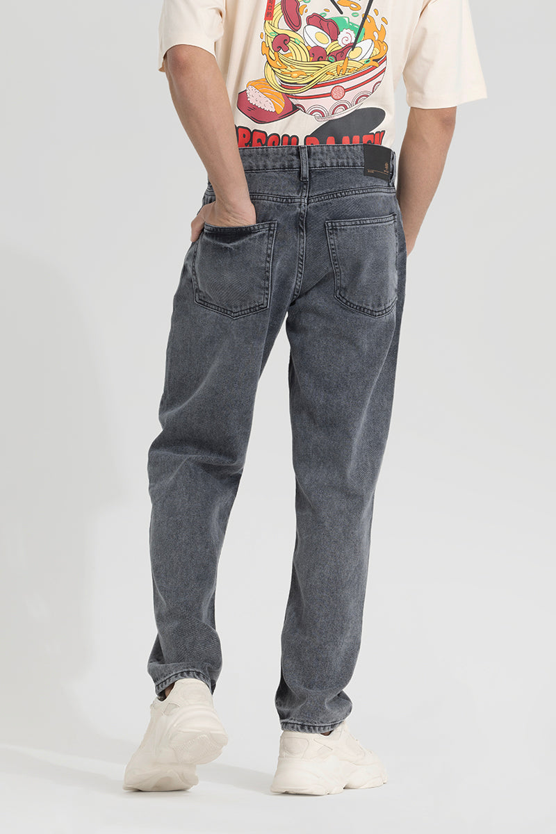 Light Grey Plain Relaxed Fit Jeans